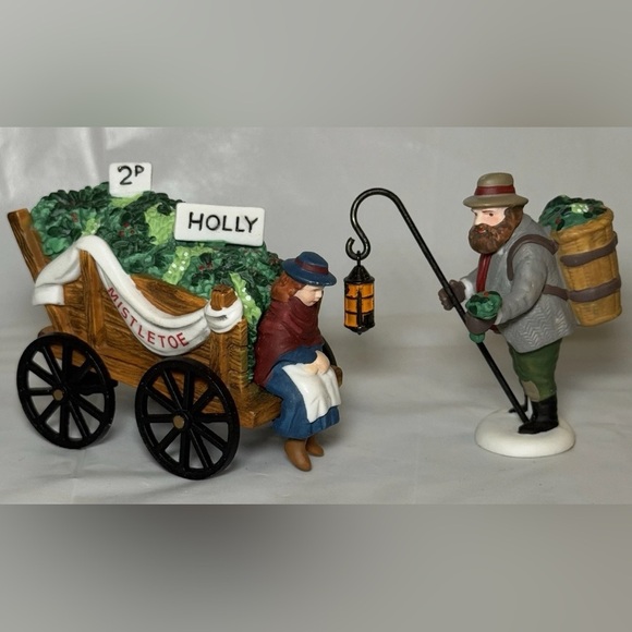 Department 56 Lot Of 3 Chelsea Market Monger Cart Mistletoe Curiosities Flower - Picture 4 of 11